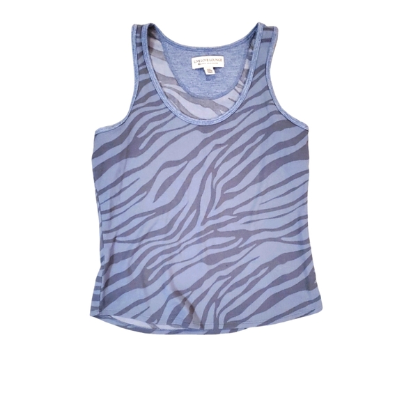 Live Love Lounge Women's Blue‎ Zebra Stripes Tank Top Medium - Picture 1 of 6